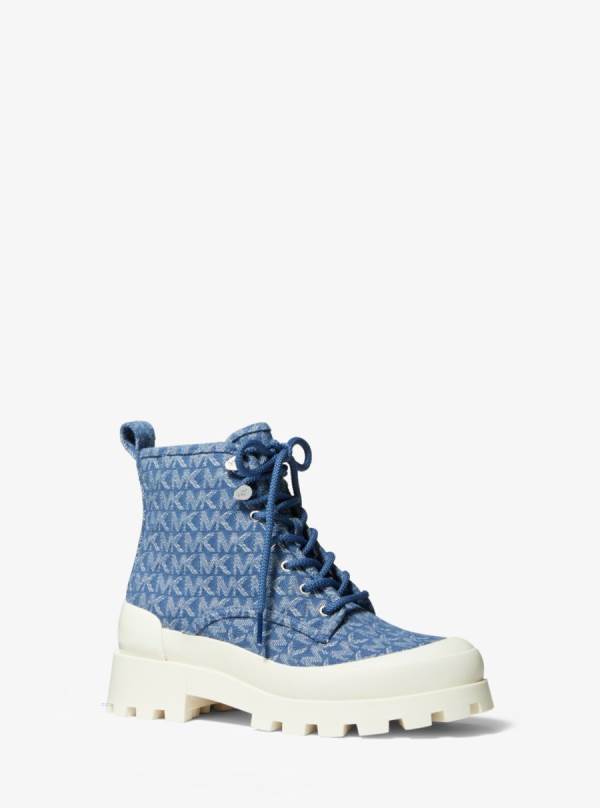 Damske Bojové topánky Michael Kors Payton Denim Jacquard Modre - Topanky Michael Kors Levně | FQWUB-1382
